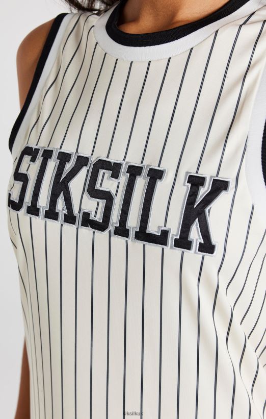 SikSilk Apparel 020XHH144 Ecru Basketball Pinstripe Dress Women
