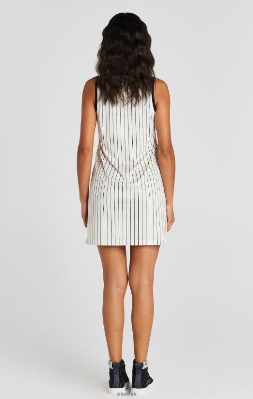 SikSilk Apparel 020XHH144 Ecru Basketball Pinstripe Dress Women