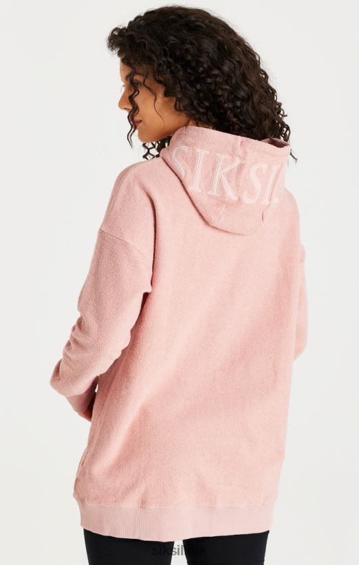 SikSilk Apparel 020XHH146 Pink Reverse Fleece Hoodie Dress Women