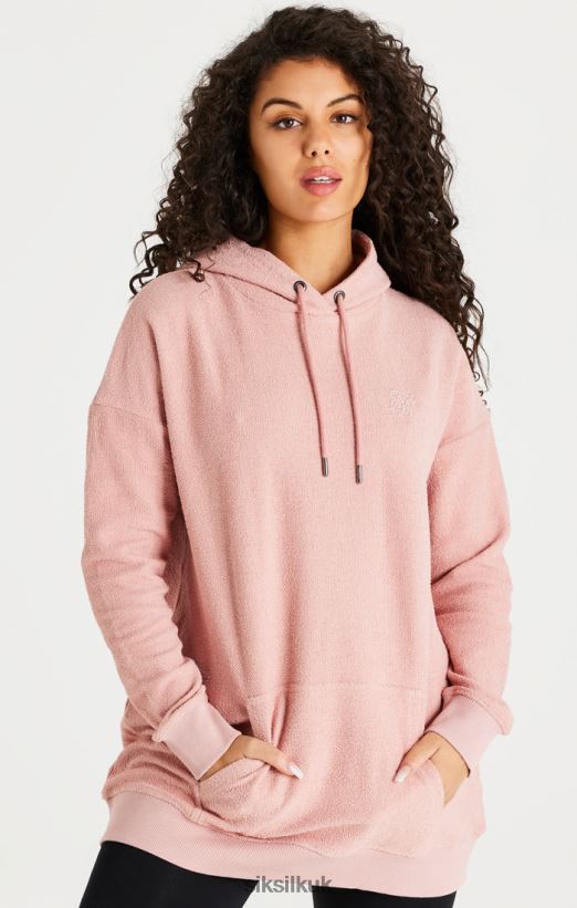 SikSilk Apparel 020XHH146 Pink Reverse Fleece Hoodie Dress Women