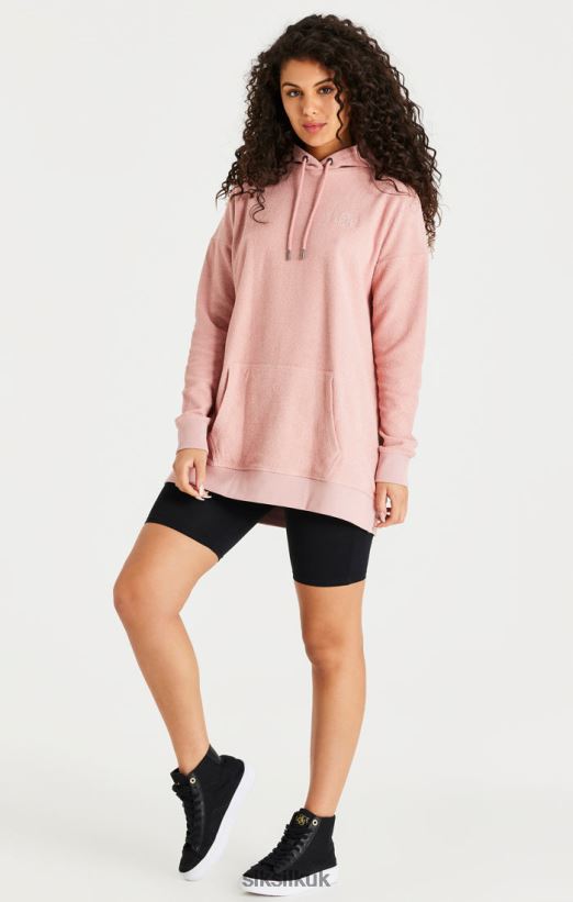 SikSilk Apparel 020XHH146 Pink Reverse Fleece Hoodie Dress Women