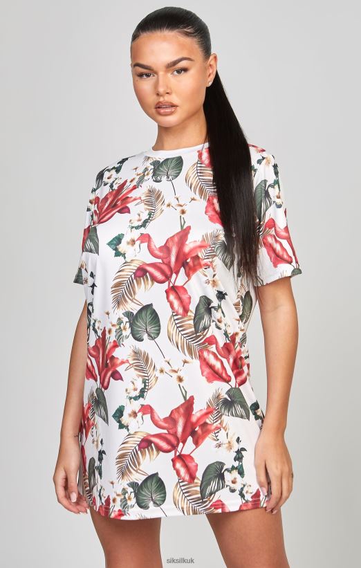 SikSilk Apparel 020XHH149 Multi Retro Tropics Print T-Shirt Dress Women