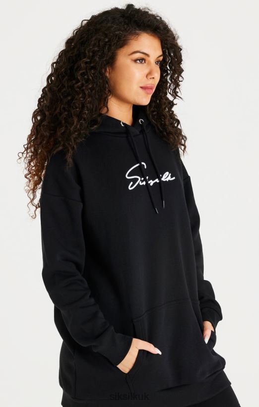 SikSilk Apparel 020XHH154 Black Oversize Hoodie Dress Women