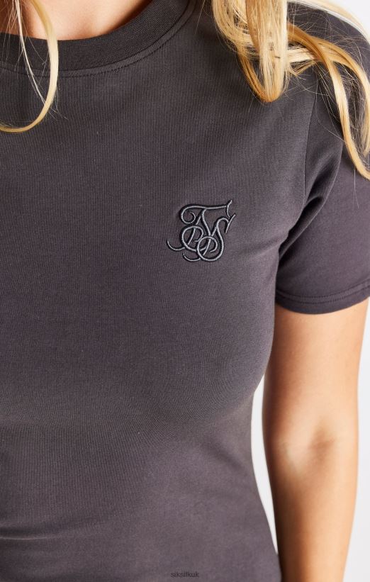 SikSilk Apparel 020XHH155 Short Sleeve Taped Dress - Grey Women