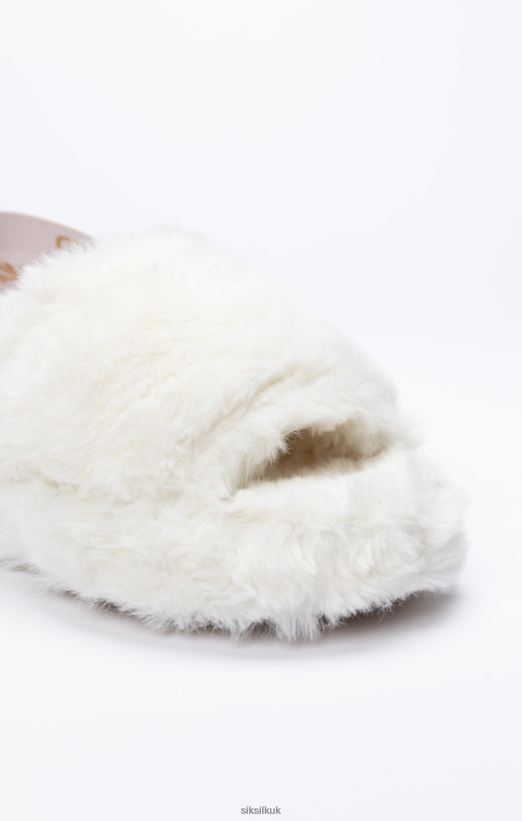 SikSilk Footwear 020XHH271 White Fluffy Slide Slipper Women