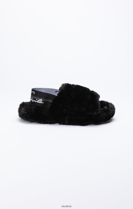 SikSilk Footwear 020XHH278 Black Fluffy Slide Slipper Women