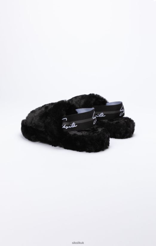 SikSilk Footwear 020XHH278 Black Fluffy Slide Slipper Women