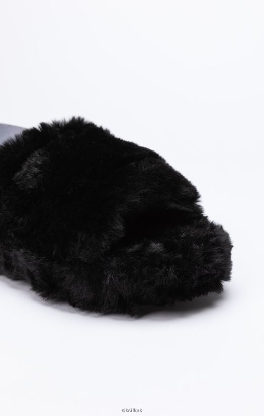 SikSilk Footwear 020XHH278 Black Fluffy Slide Slipper Women