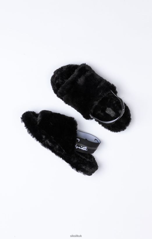 SikSilk Footwear 020XHH278 Black Fluffy Slide Slipper Women
