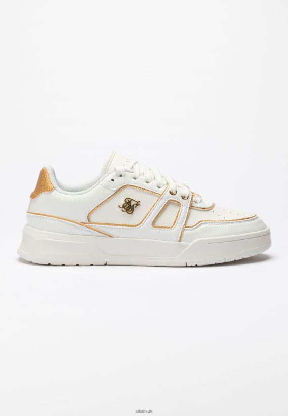 SikSilk Footwear 020XHH266 White And Gold Trimmed Low Top Court Trainer Women