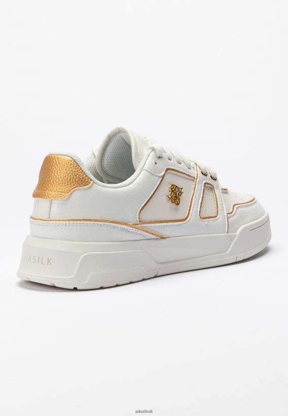 SikSilk Footwear 020XHH266 White And Gold Trimmed Low Top Court Trainer Women