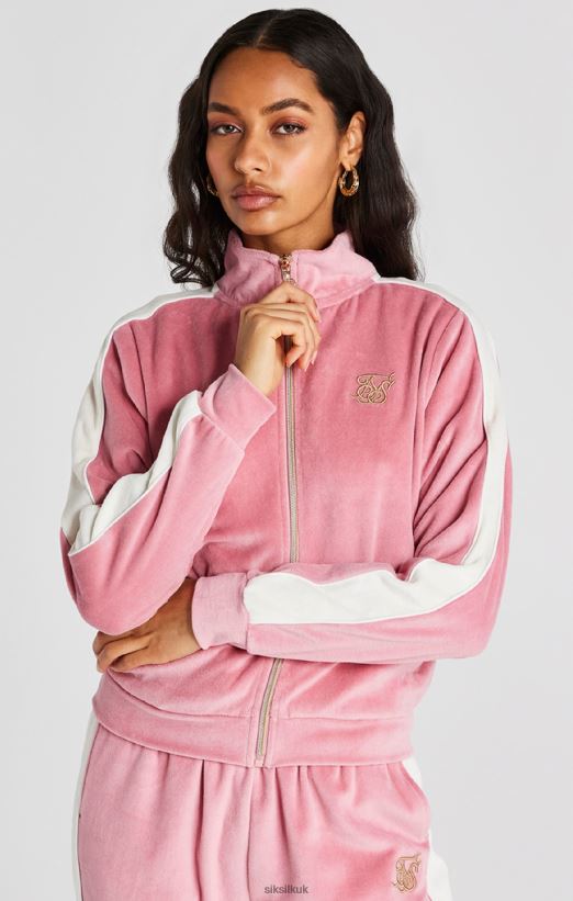 SikSilk Apparel 020XHH111 Pink Velour Track Top Women
