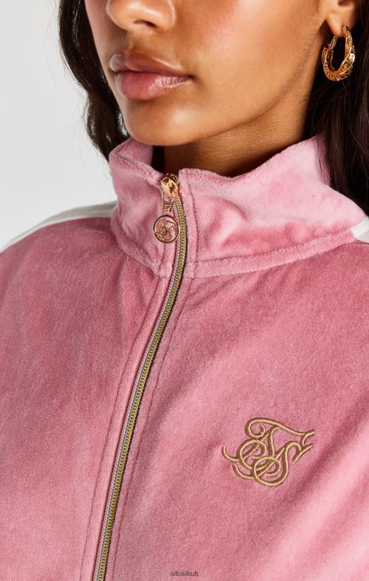 SikSilk Apparel 020XHH111 Pink Velour Track Top Women