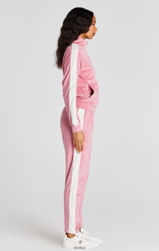 SikSilk Apparel 020XHH111 Pink Velour Track Top Women