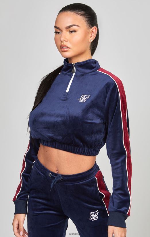 SikSilk Apparel 020XHH112 Navy Velour Track Top Women