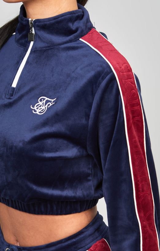 SikSilk Apparel 020XHH112 Navy Velour Track Top Women