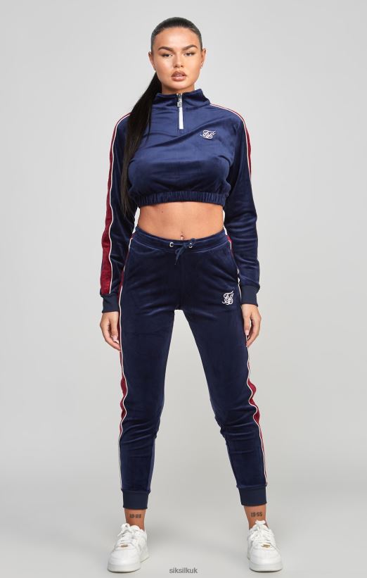 SikSilk Apparel 020XHH112 Navy Velour Track Top Women