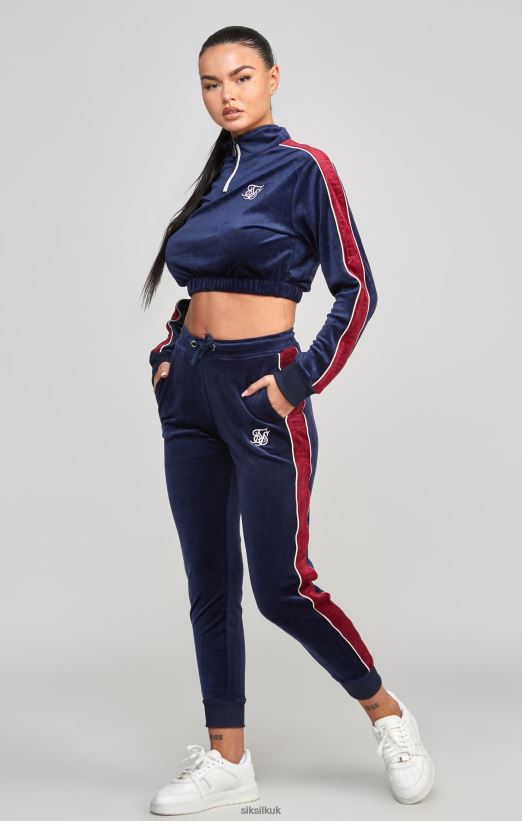 SikSilk Apparel 020XHH112 Navy Velour Track Top Women