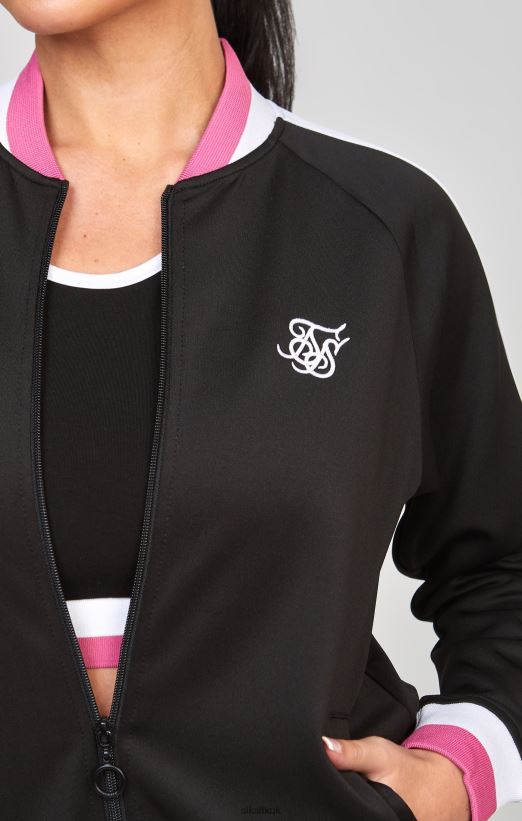 SikSilk Apparel 020XHH117 Black Retro Cut And Sew Track Top Women