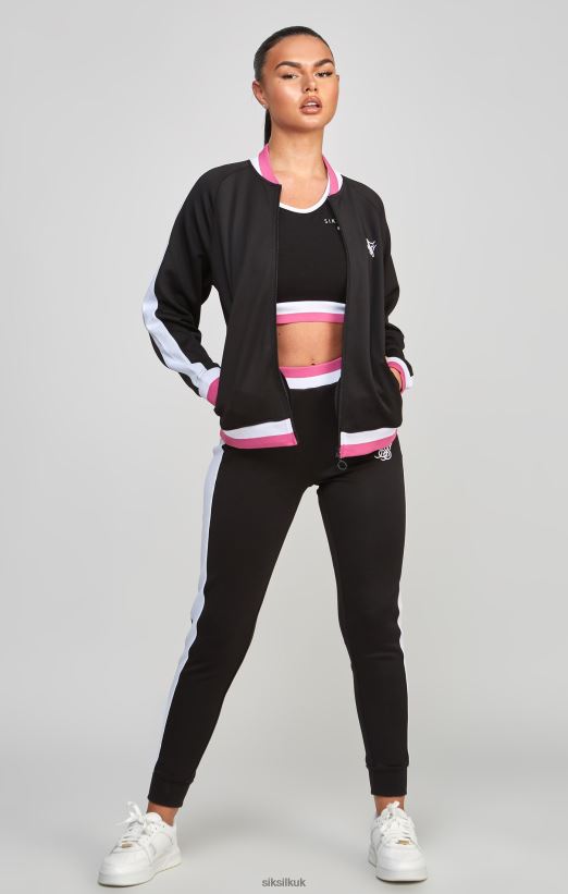 SikSilk Apparel 020XHH117 Black Retro Cut And Sew Track Top Women