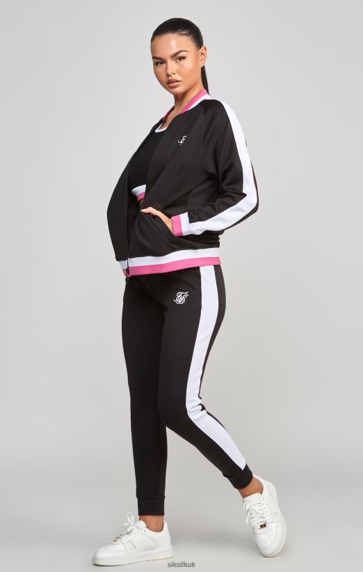 SikSilk Apparel 020XHH117 Black Retro Cut And Sew Track Top Women