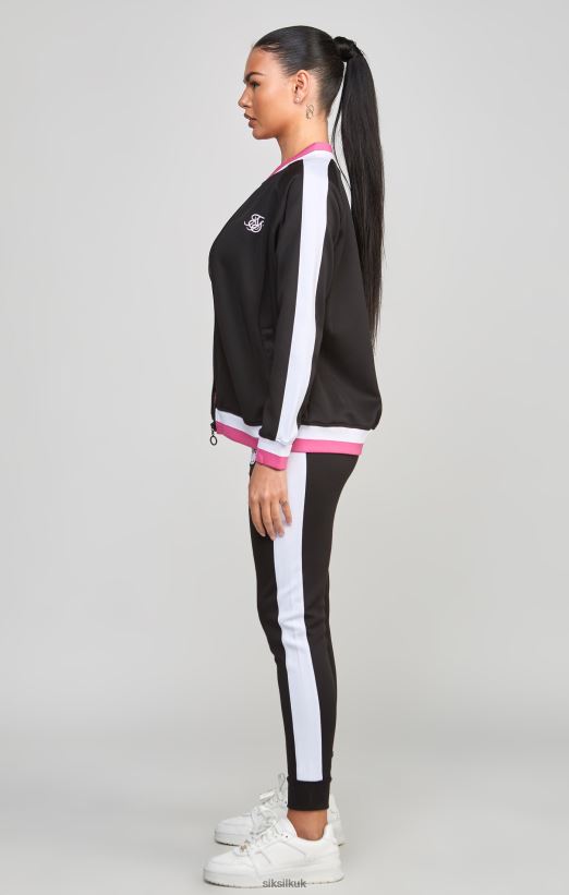 SikSilk Apparel 020XHH117 Black Retro Cut And Sew Track Top Women