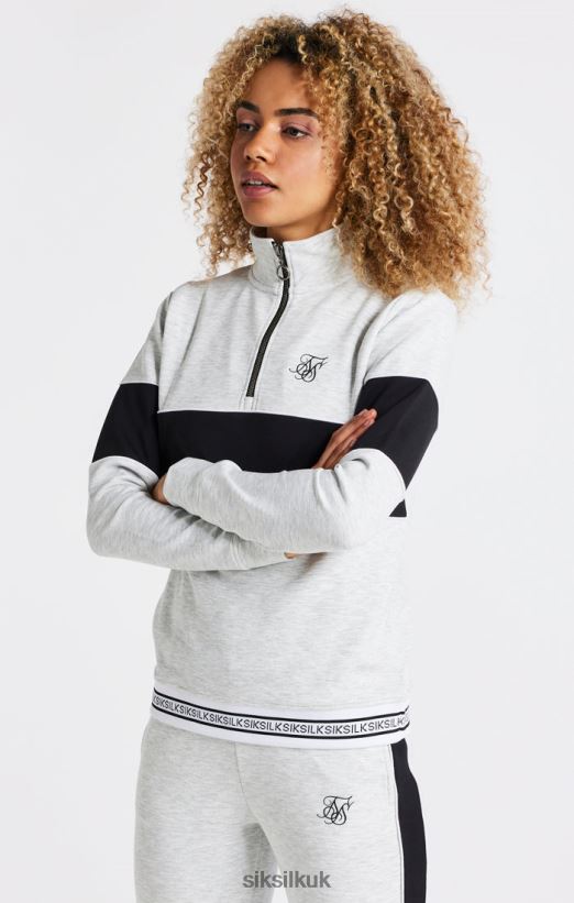 SikSilk Apparel 020XHH118 Grey Marl 1/4 Zip Track Top Women