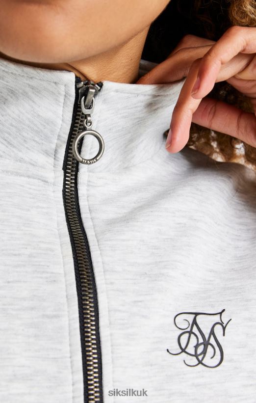 SikSilk Apparel 020XHH118 Grey Marl 1/4 Zip Track Top Women