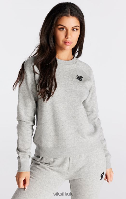 SikSilk Apparel 020XHH121 Grey Marl Essential Crew Sweatshirt Women
