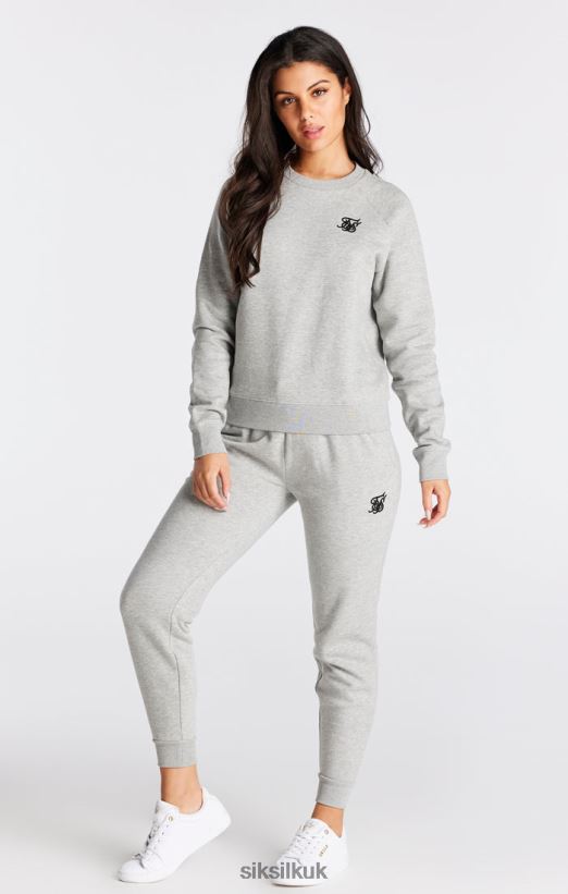 SikSilk Apparel 020XHH121 Grey Marl Essential Crew Sweatshirt Women