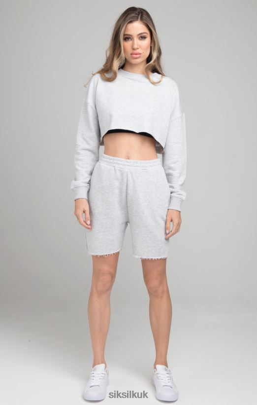 SikSilk Apparel 020XHH122 Cropped Sweatshirt - Grey Marl Women