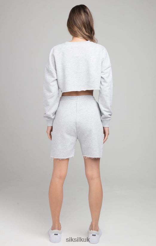SikSilk Apparel 020XHH122 Cropped Sweatshirt - Grey Marl Women