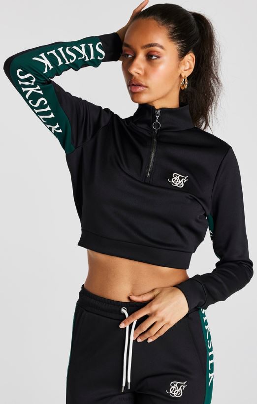 SikSilk Apparel 020XHH74 Black Track Top Women