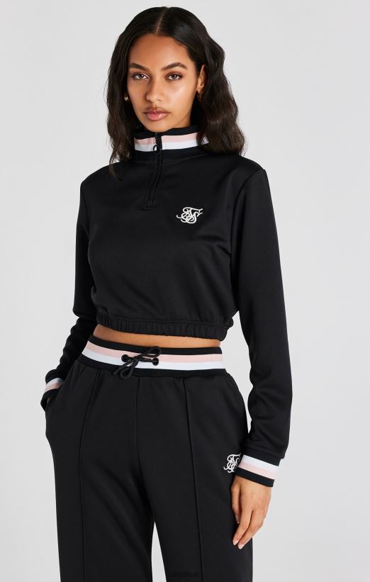 SikSilk Apparel 020XHH75 Black Varsity 1/4 Zip Track Top Women