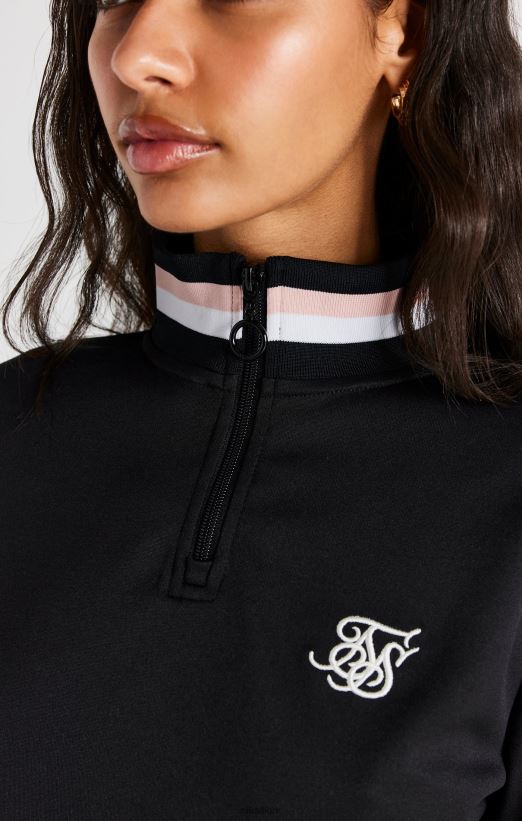 SikSilk Apparel 020XHH75 Black Varsity 1/4 Zip Track Top Women