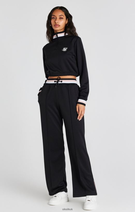 SikSilk Apparel 020XHH75 Black Varsity 1/4 Zip Track Top Women