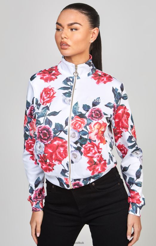 SikSilk Apparel 020XHH77 Ecru Floral Track Top Women