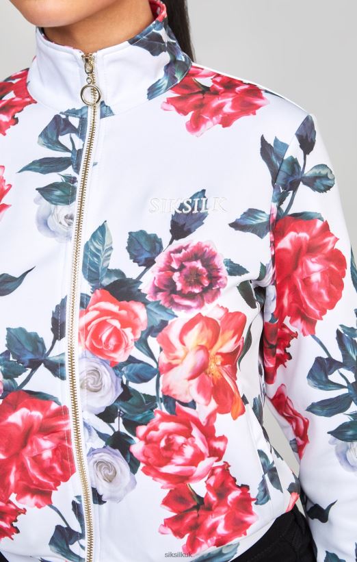 SikSilk Apparel 020XHH77 Ecru Floral Track Top Women