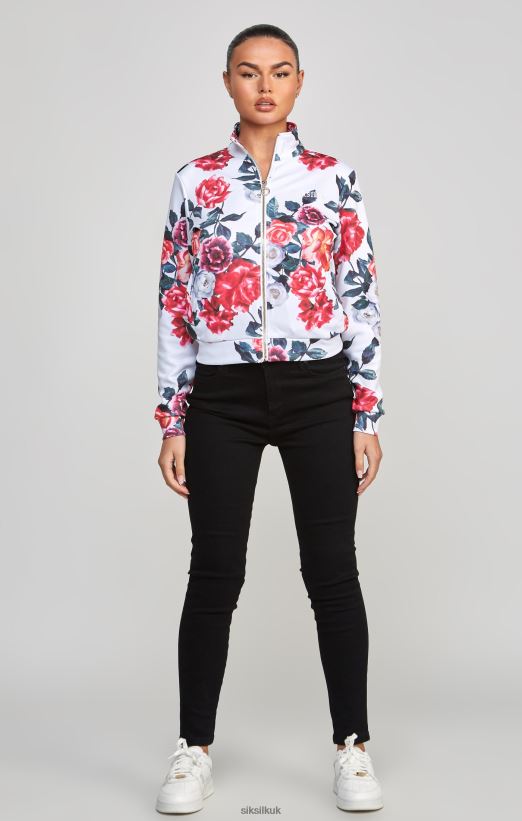 SikSilk Apparel 020XHH77 Ecru Floral Track Top Women