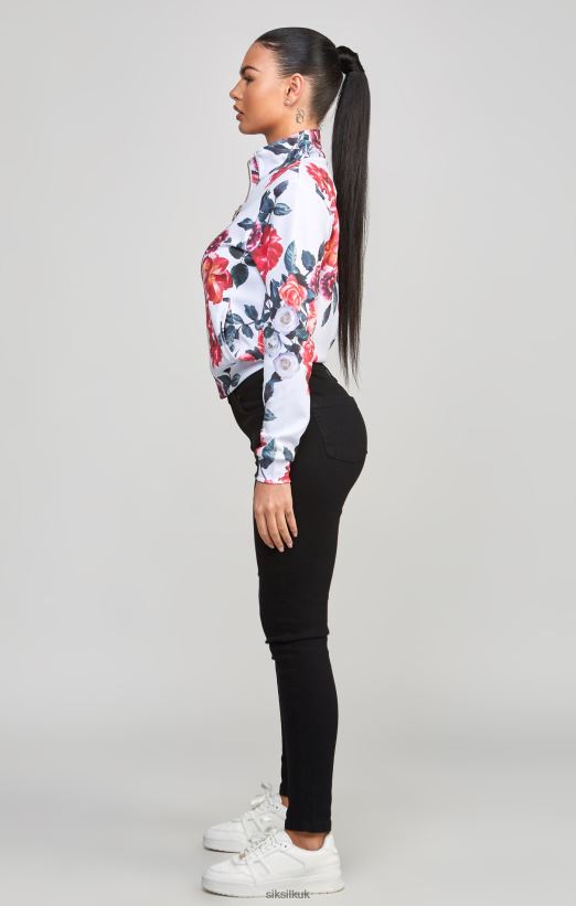 SikSilk Apparel 020XHH77 Ecru Floral Track Top Women