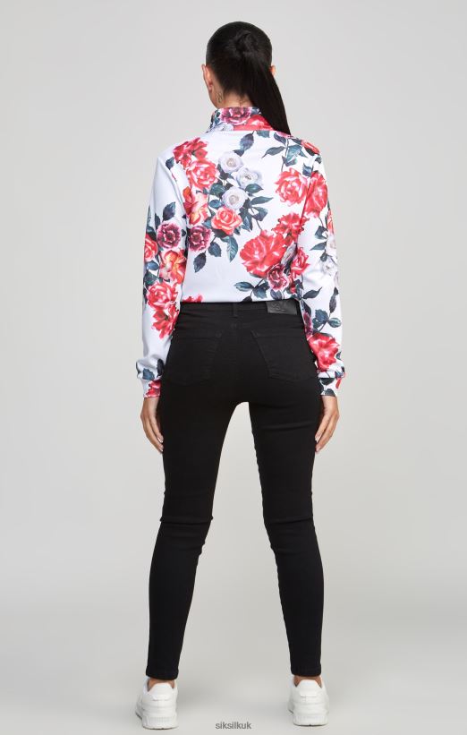 SikSilk Apparel 020XHH77 Ecru Floral Track Top Women