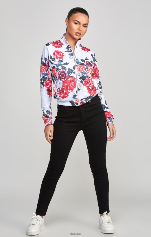 SikSilk Apparel 020XHH77 Ecru Floral Track Top Women