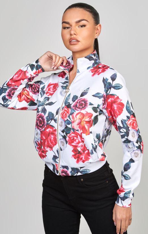 SikSilk Apparel 020XHH77 Ecru Floral Track Top Women