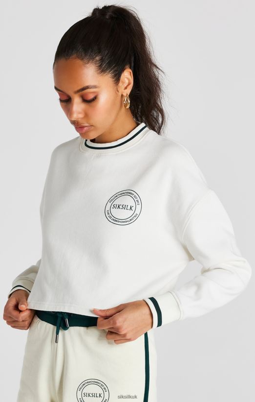 SikSilk Apparel 020XHH78 Ecru Crop Sweatshirt Women