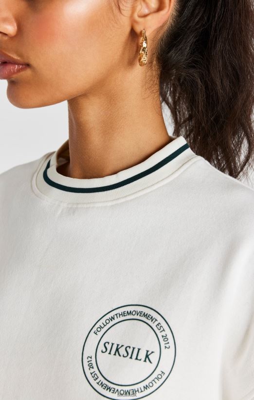 SikSilk Apparel 020XHH78 Ecru Crop Sweatshirt Women