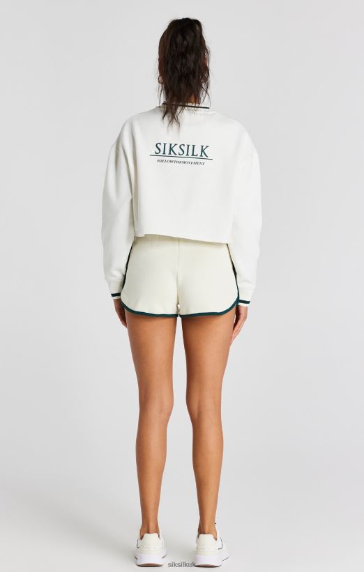 SikSilk Apparel 020XHH78 Ecru Crop Sweatshirt Women