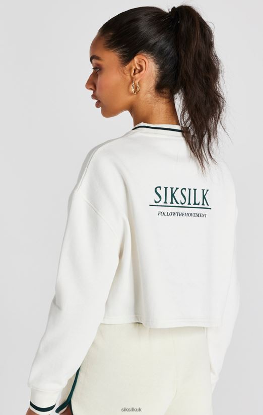 SikSilk Apparel 020XHH78 Ecru Crop Sweatshirt Women