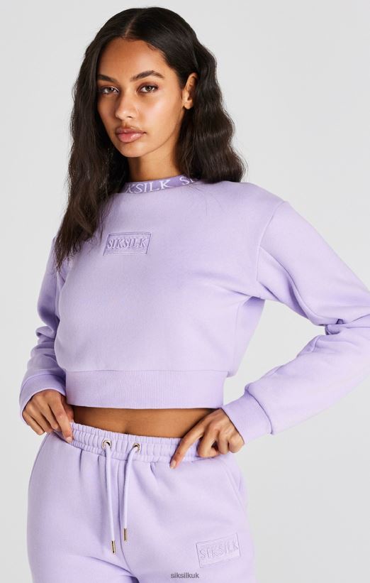 SikSilk Apparel 020XHH82 Lilac Crop Sweatshirt Women