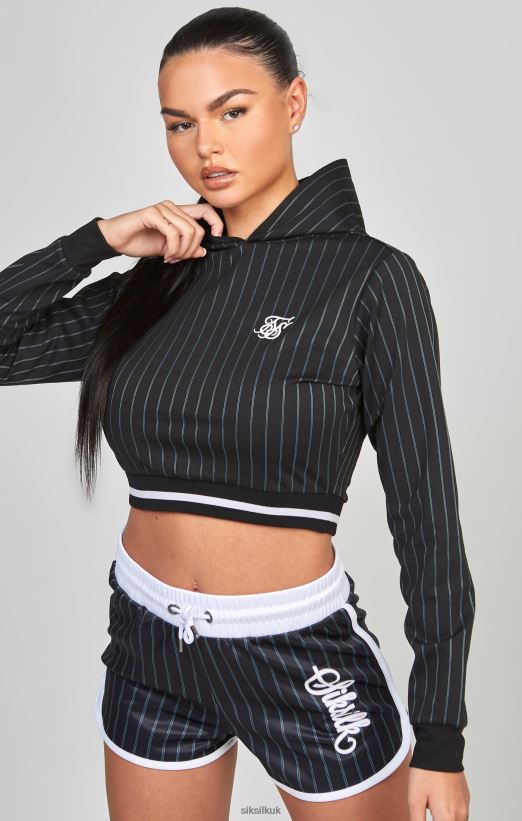 SikSilk Apparel 020XHH85 Black Varsity Crop Track Top Women