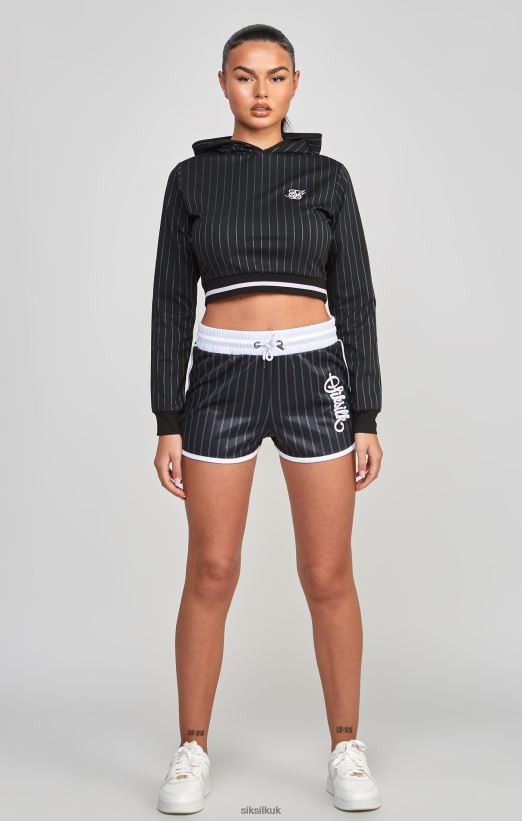 SikSilk Apparel 020XHH85 Black Varsity Crop Track Top Women